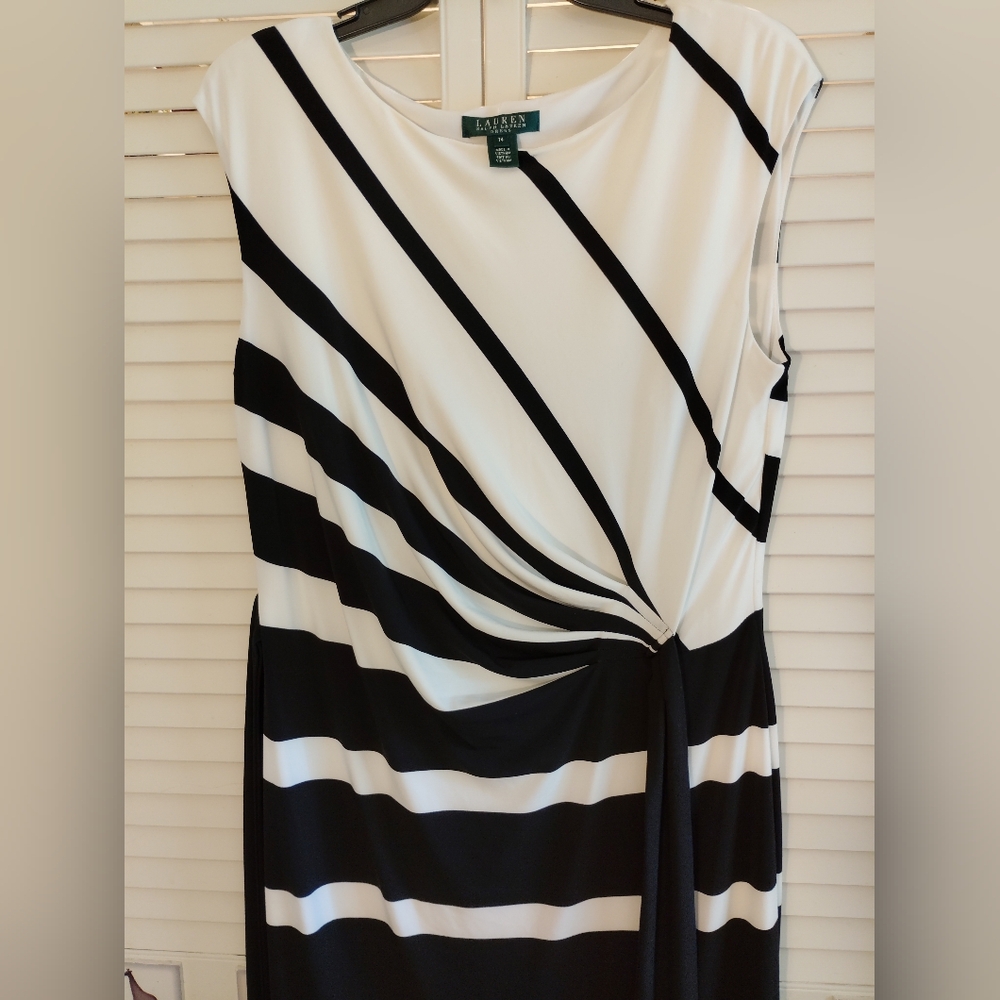 Ralph Lauren Black and White Striped Midi Dress - Picture 8 of 8